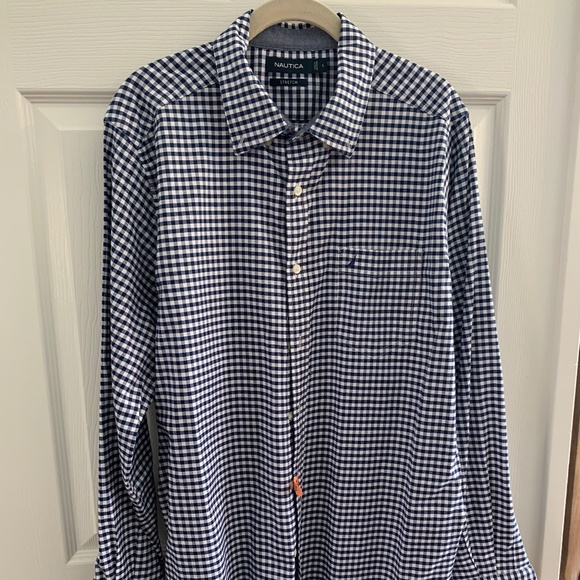NAUTICA Stretch Button-Down Gingham Large - Picture 1 of 5